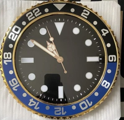 Deep Blue Luxury Statement Piece Wall Clock- Sub Design Silent Sweep Gold Bezel - Image 1 of 2