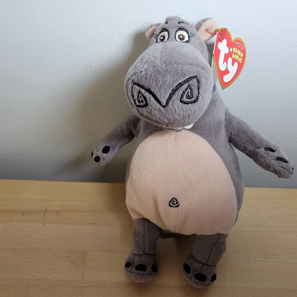 TY Beanie Baby - GLORIA the Hippo (Madagascar 2 - Movie Beanie) (6 inch) *MWMT* - Image 1 of 1