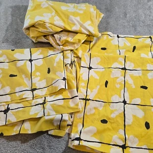 Vera Neumann Retro Mod 60s 70s Yellow Black Twin Fit Flat Sheet 2 Pillowcase VTG - Picture 1 of 11