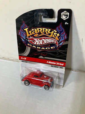Hot Wheels Larry's Garage 11/20  3-Window '34 Ford  Red Real Riders - Image 1 of 4
