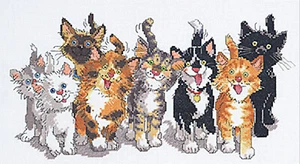 Cross Stitch Kit ~ Suzy's Zoo Tails of Duckport 8 Smiling Kitty Cats #038-0177 - Picture 1 of 2