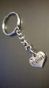 Silver Heart "Grandad" Keyring Bag Tag Charm - Picture 1 of 1