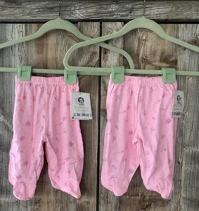 NWT Vintage Baby Girls Gerber New Beginnings Footie Pants 100% Cotton 3-6 Months - Picture 1 of 7