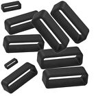 Black Silicone Rubber Watch Strap Band Keeper Holder Hoop Loop Ring Retainer