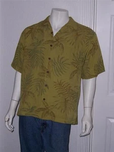 HERREN TOMMY BAHAMA RELAX 100 % SEIDE HAWAII KURZARM HEMD GEBLÜMT GRÖSSE LARGE - Bild 1 von 1