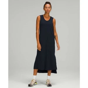 LULULEMON All Yours Midi Tank Kleid Pima Baumwolle Jersey U-Ausschnitt Schwarz Gr. 2 XS - Bild 1 von 8