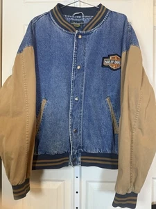 Vintage Dunbrooke Denim Jacket Mens Harley Davidson Bomber 90s XXL - Picture 1 of 6