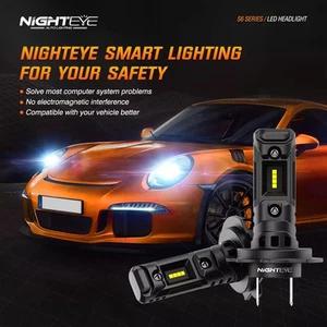 NIGHTEYE 2X H7 LED Headlight Bulbs Kit 50W 14000LM Hi-Lo Beam 6500K Super Bright - Picture 1 of 5