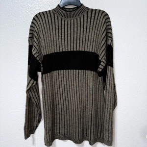 Suéter grande vintage años 80 90 para hombre Bachrach musgo verde negro tejido lana grunge - Imagen 1 de 8