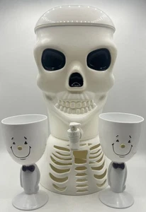 Halloween Skull Drink Dispenser w/ 2 Ghost Cups, 16.0" Tall - Picture 1 of 12