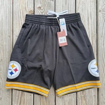 Men’s Mitchell & Ness NFL Pittsburgh Steelers Mesh Shorts Black Size Medium - Image 1 of 4