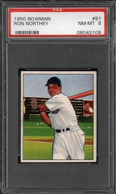 1950 Bowman Ron Northey #81 PSA 8 QUASE PERFEITO-PERFEITO - Imagem 1 de 2