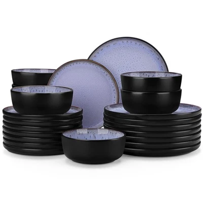 Juegos de platos y cuencos, juegos de vajilla de gres de 24 piezas para 8, disco de cocina... Foto 1 de 4