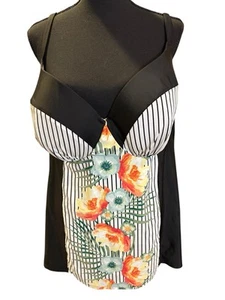 Swim By Cacique mehrfarbiger Tankini mit Blumenmuster integrierter BH-Oberteil Übergröße 44DDD - Bild 1 von 5