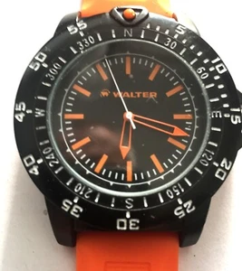 men's watch WALTER orange color plastic straps Stanley style back Japan mvt wit - Picture 1 of 6