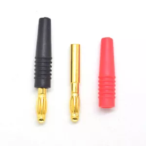 4 pares de conectores de soldadura de latón chapado en oro de 3 mm banana macho prueba hágalo usted mismo R+B - Imagen 1 de 9
