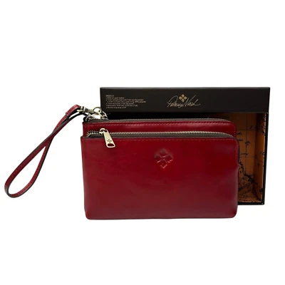 Cartera Muñequera Patricia Nash Varone en Caja de Regalo Cuero Grano Completo Rojo Rubí Foto 1 de 4