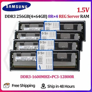 SAMSUNG 256GB(4×64G) DDR3 1600MHz RDIMM REG RAM 8Rx4 PC3-12800 Server Registered - Bild 1 von 6