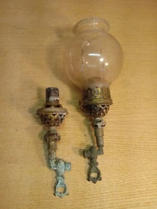 2 VTG Brass Victorian Gas Light Valves Ornate Lighting Parts Globe Antique 1901  - Picture 1 of 16