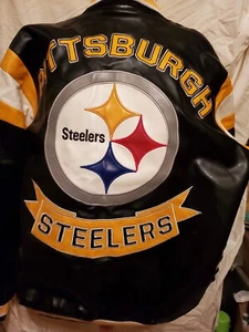 Vintage Pittsburgh Steelers GIII G3 Jacket Coat M Medium NFL Faux Leather Heavy - Picture 1 of 11