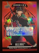 2022-23 Upper Deck Allure Hockey Rookies Red Rainbow Auto #128 Nathan Smith