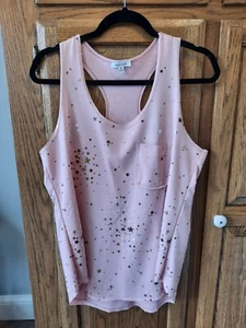 Damen-Tanktop weiß Birke - Boutique-Stil rosa Racerback mit Sternen - Größe Medium - Bild 1 von 6