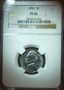 1950 Jefferson Proof Nickel 5C NGC Certified PF65 FREE PRIORITY SHIPPING  !!