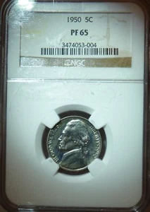1950 Jefferson Proof Nickel 5C NGC Certified PF65 FREE PRIORITY SHIPPING  !! - Picture 1 of 4