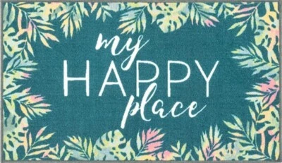 ALFOMBRA DE COCINA DE NAILON JUMBO ACENTO (26" X 45") MARCO DE HOJAS, ME HAPPY PLACE, ATH Foto 1 de 4