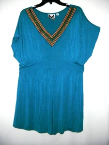 Vestido para mujer MARK BOUWER turquesa cuello en V cuentas sin mangas XL - Imagen 1 de 9
