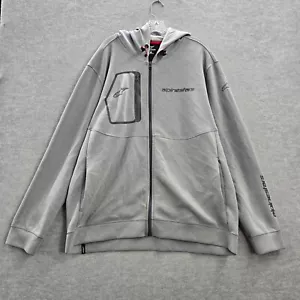 Alpinestars Men Sweatshirt 2XL Gray Full Zip Pockets Logo Hoodie Spandex READ - Picture 1 of 11