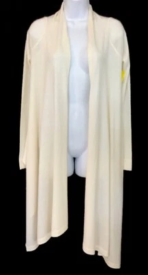 Donna Karan Cardigan Sweater Ivory Long Sides Size PS - Image 1 of 4