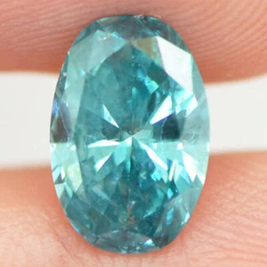 Oval Diamond Loose Fancy Blue Color Natural Enhanced Certified SI1 1.57 Carat - Picture 1 of 9