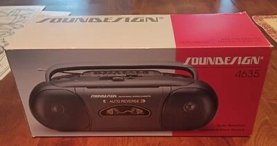 DISEÑO DE SONIDO MELODÍAS DE COLOR BOOMBOX RADIO AM FM CASETE DE COLECCIÓN 4635 NEGRO DE COLECCIÓN  Foto 1 de 4