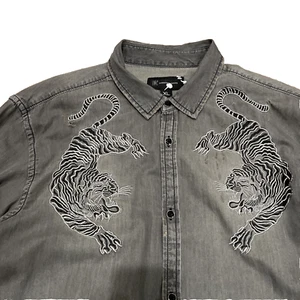International Concepts Women Tiger Y2K Long Sleeve Button-Up Shirt Size XL - Picture 1 of 11