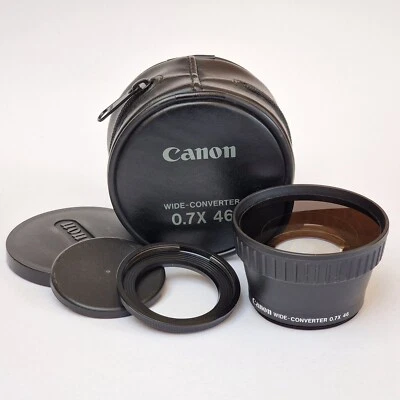 Canon 0.7x 46 Wide Converter Lens With Caps, Case & Step Down Ring, Excellent - Image 1 of 4