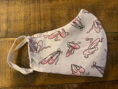 Homemade Mask 100% Cotton Girls Ballerina Pink Ages 4-7 Washable - Image 1 of 3