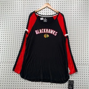 NEW Chicago Blackhawks Long Sleeve Shirt WOmens 3XL Black Fanatics 23x33.5 NWT - Picture 1 of 16