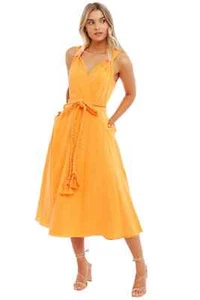 Vestido midi BY JOHNNY Candice Tie naranja talla 10 AU estilo verano - Imagen 1 de 7