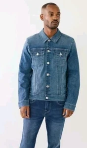 Mens True Religion Trucker Jacket Denim Size Medium - Picture 1 of 4