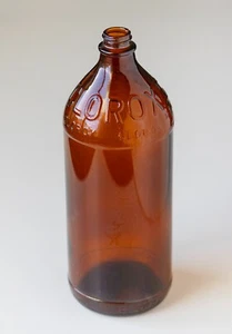 Botella Clorox Vintage Vidrio Repujado Ámbar Marrón Botella Años 30 - Imagen 1 de 11