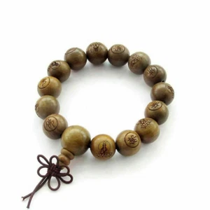 Tibet Budhist Buddha Word Bodhisattva Sandalwood Wood Beads Prayer Bracelet - Picture 1 of 3