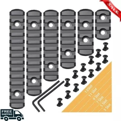 6PACK M Lock Picatinny Rail Polymer 3/5/7/9/11/13 Slot Set M-Lok Picatinny Rail