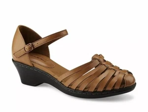 Thom McAn Women's Dawna Brown Wedge Sandal Shoes #40542 Size 10W - Picture 1 of 8