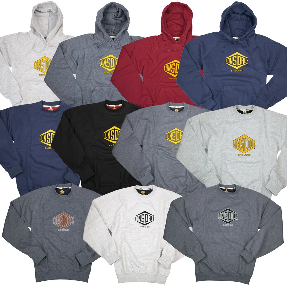 Lonsdale Hombre Sudadera con Capucha Pullover Hoodie Vintage Sweatshirt Logo ¡Selección!