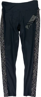 Kyodan 女式黑色闪光侧高腰运动打底裤 - M — 第 1/3 张图片