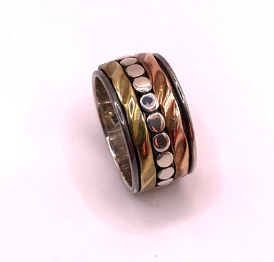 Sterling Silver Copper Brass Spinner Fidget Band Ring Size 9 J874 - Image 1 of 4