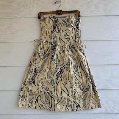 Anna Sui for Anthropologie Womens Cotton Strapless Dress Yellow 0 Side Lace Up Foto 1 de 4