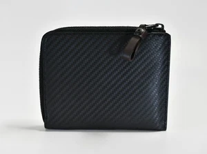 Cartera Dunhill Negra Fibra de Carbono Cuero Cremallera Hecha en Italia Nueva RARA - Imagen 1 de 10