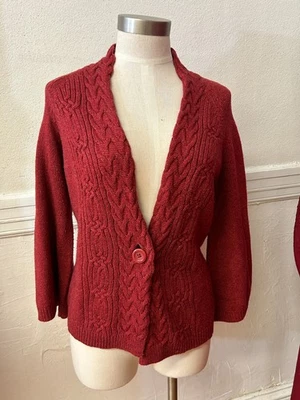 Merona Wool Blend Cardigan Women’s Medium Maroon w Single Button - Image 1 of 4